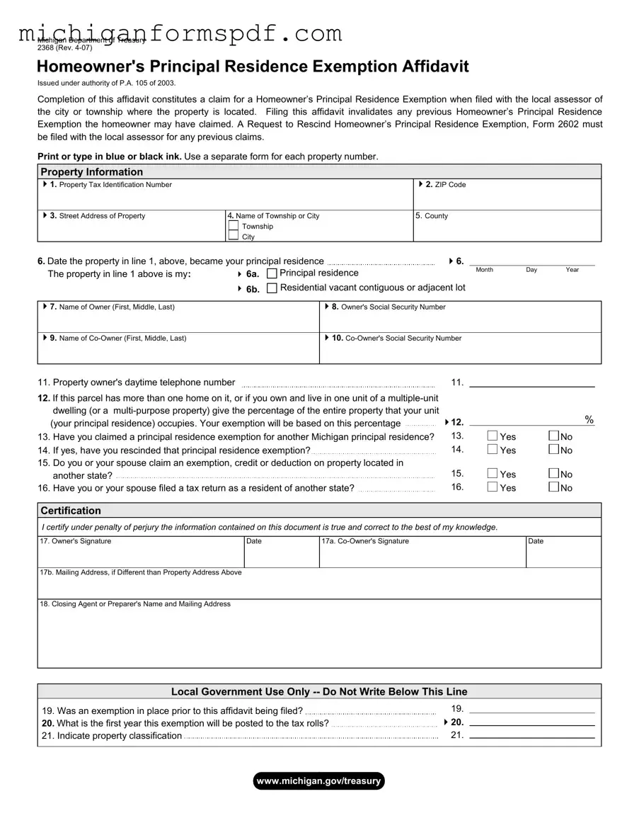 Fill Your 2368 Michigan Template