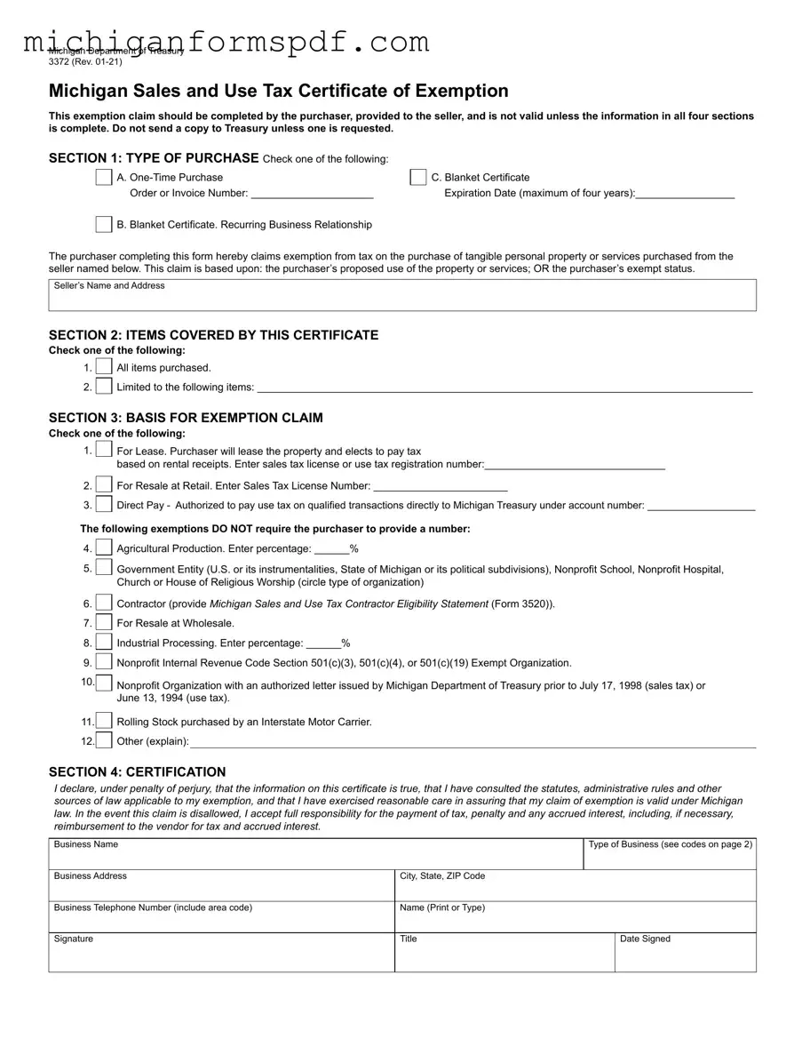 Fill Your 3372 Michigan Template