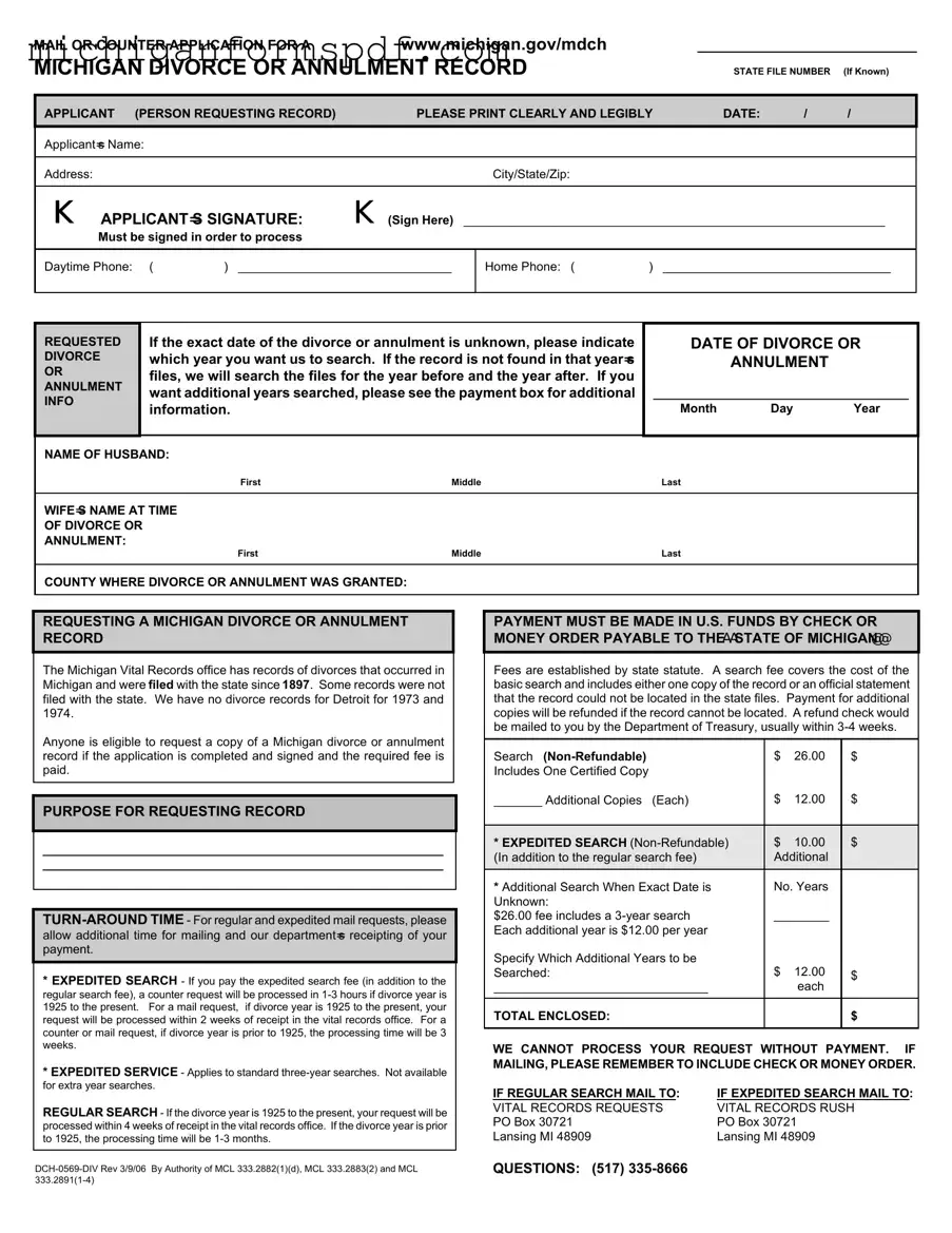 Fill Your Divorce Or Annulment Michigan Template