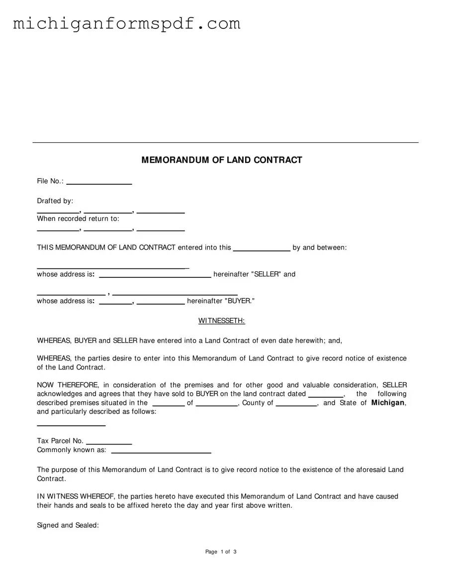 Fill Your Land Contract Michigan Template