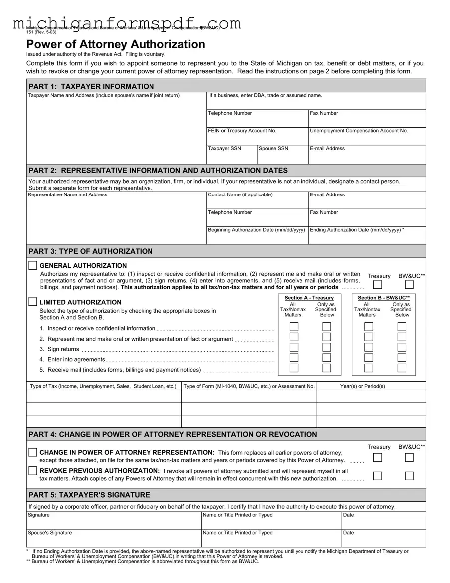 Fill Your Michigan 151 Template