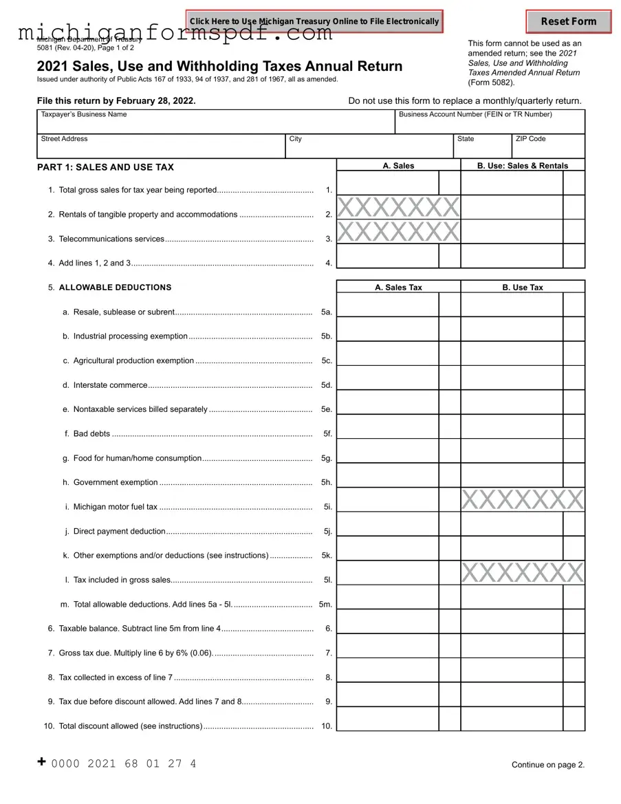 Fill Your Michigan 165 Template