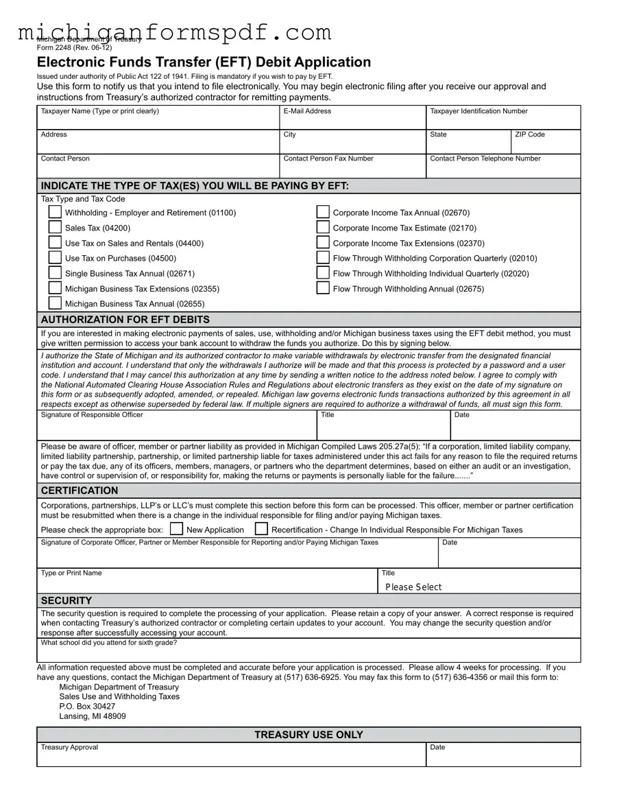 Fill Your Michigan 2248 Template