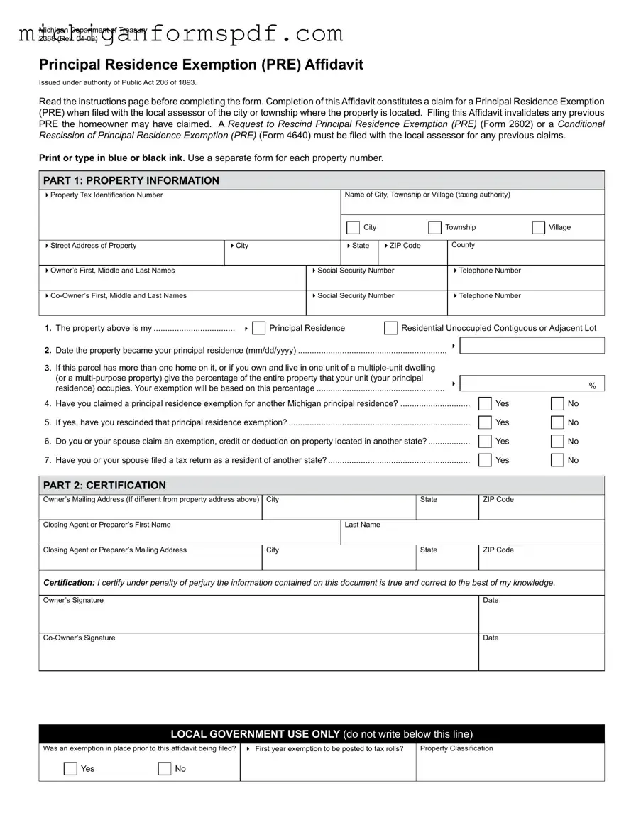 Fill Your Michigan 2368 Template