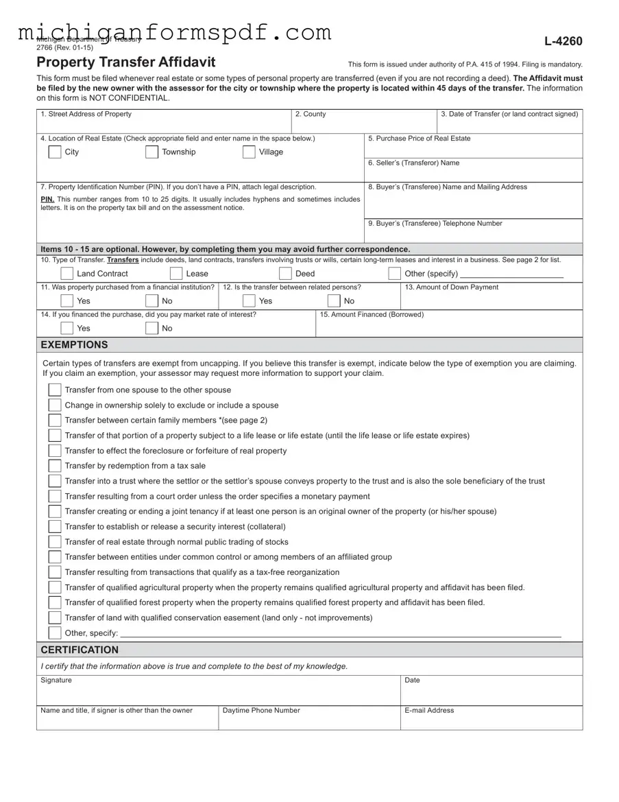 Fill Your Michigan 2766 Template