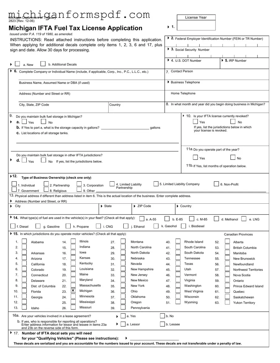 Fill Your Michigan 2823 Template