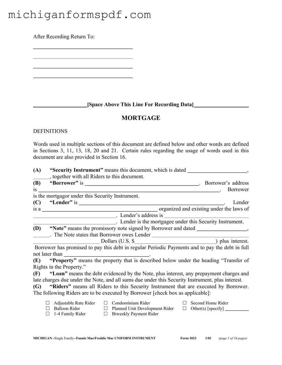Fill Your Michigan 3023 Template