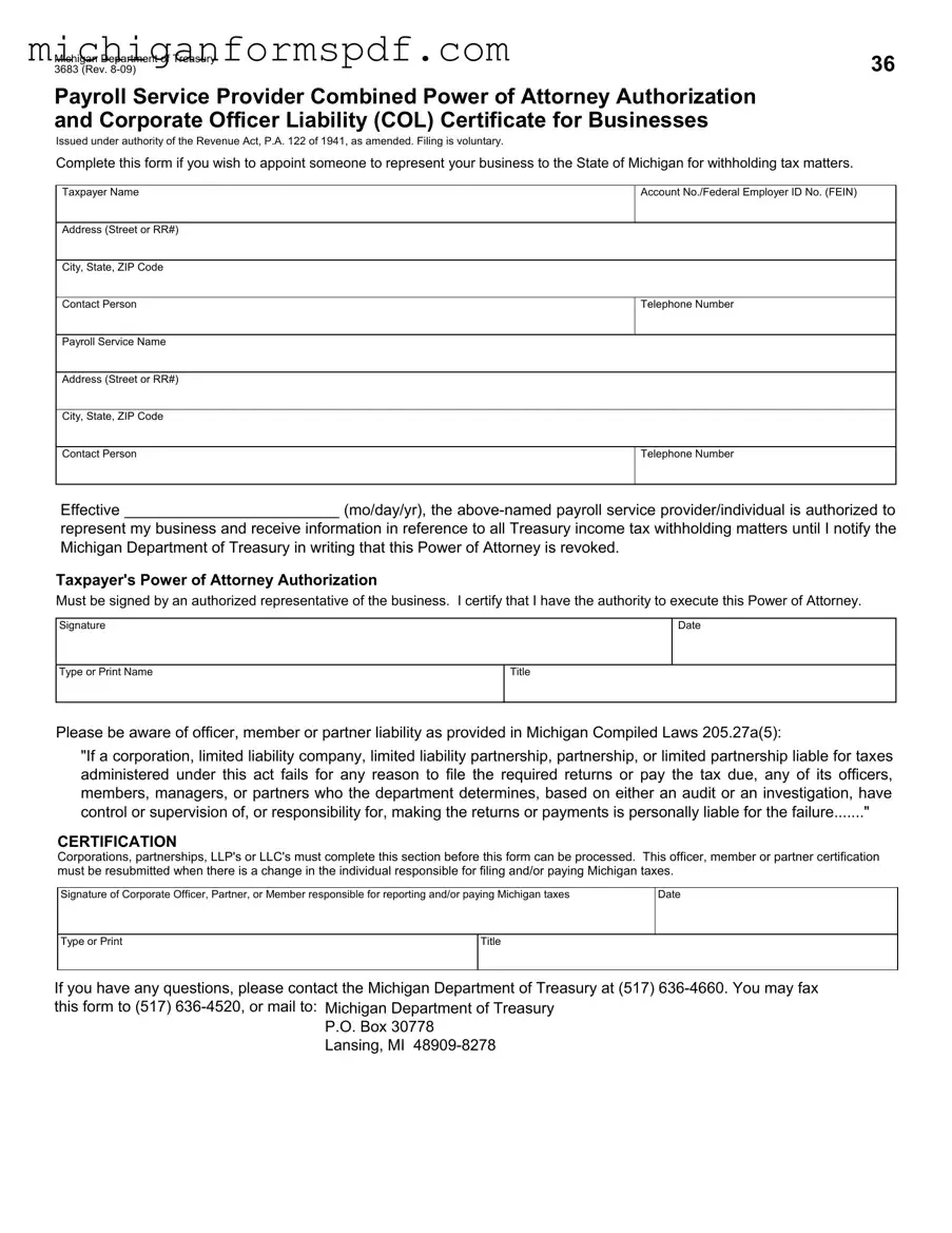 Fill Your Michigan 3683 Template