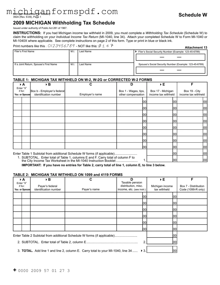 Fill Your Michigan 3924 Template