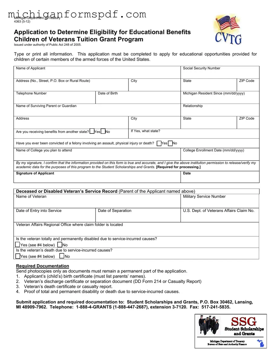 Fill Your Michigan 4363 Template