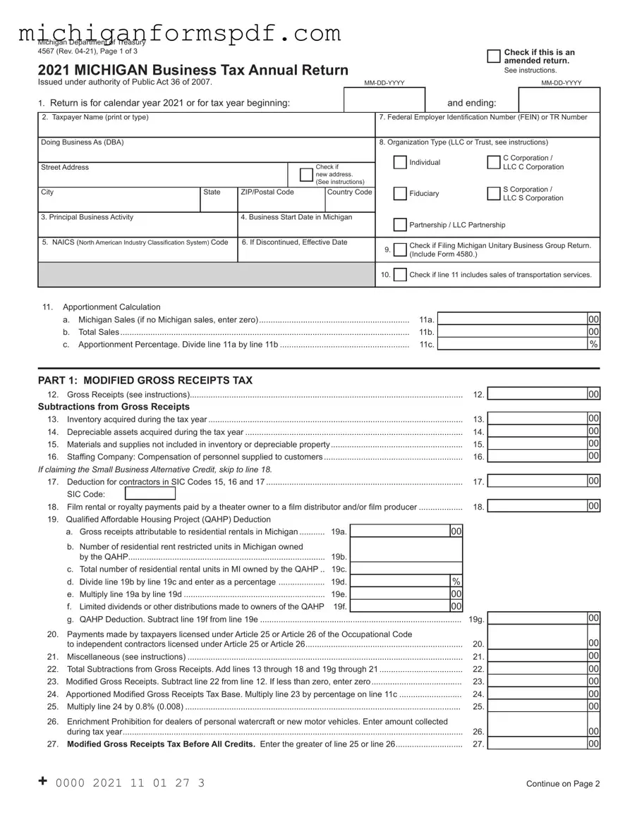 Fill Your Michigan 4567 Template