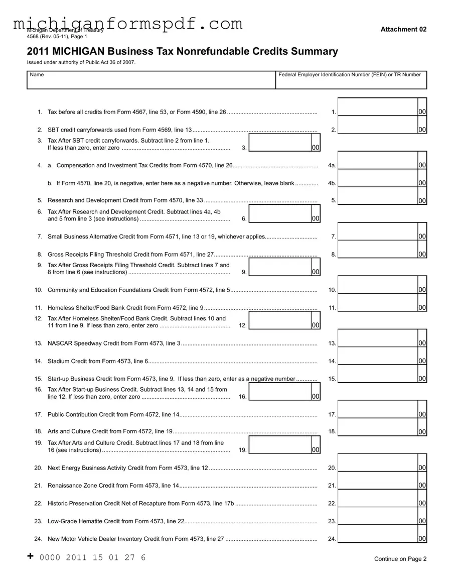 Fill Your Michigan 4568 Template