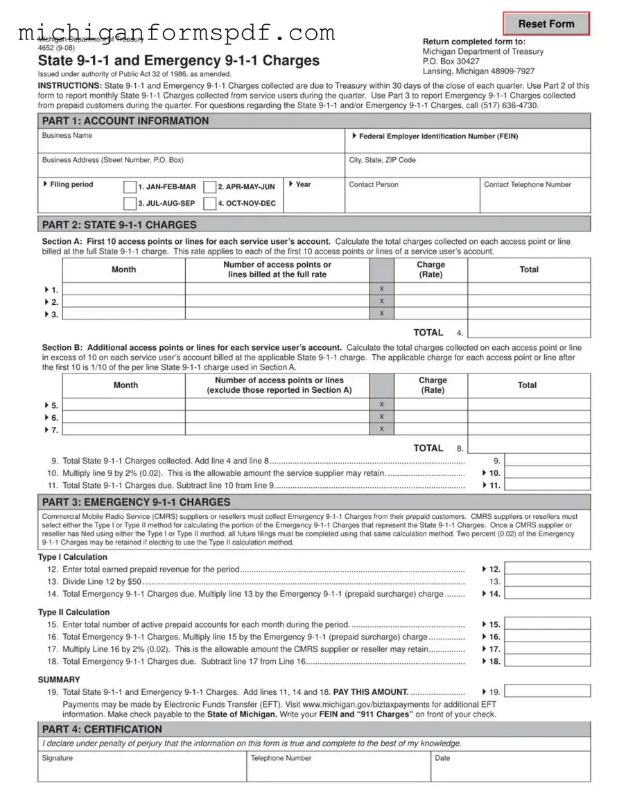 Fill Your Michigan 4652 Template
