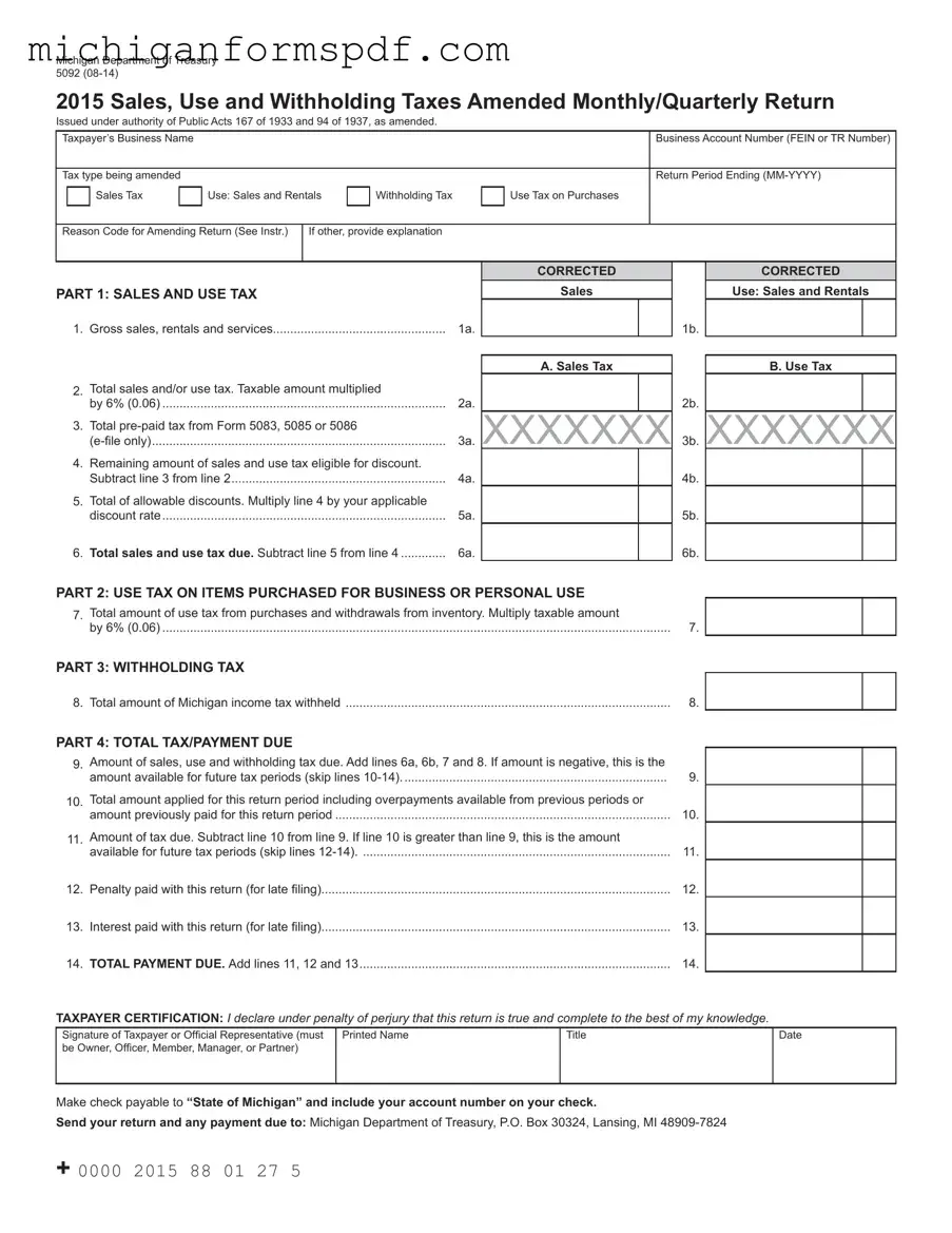 Fill Your Michigan 5092 Template