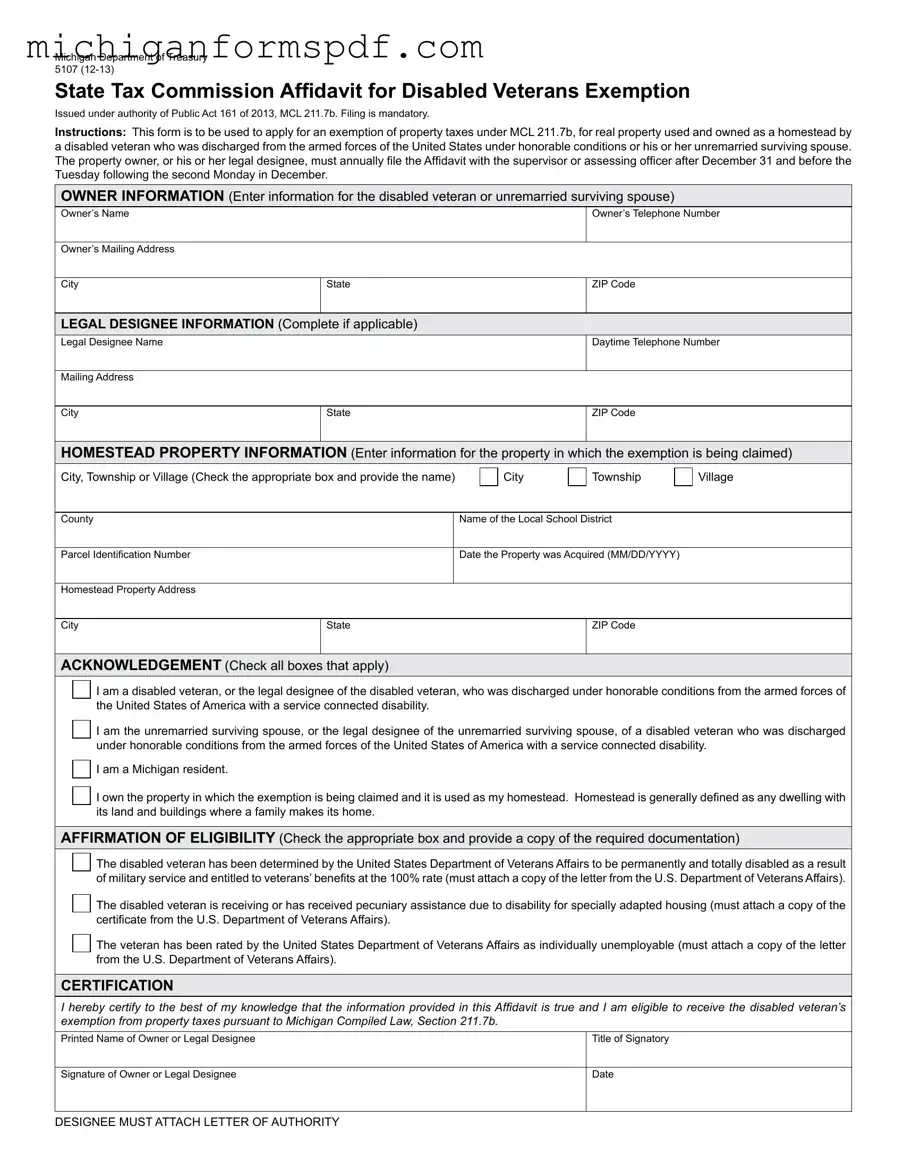 Fill Your Michigan 5107 Template