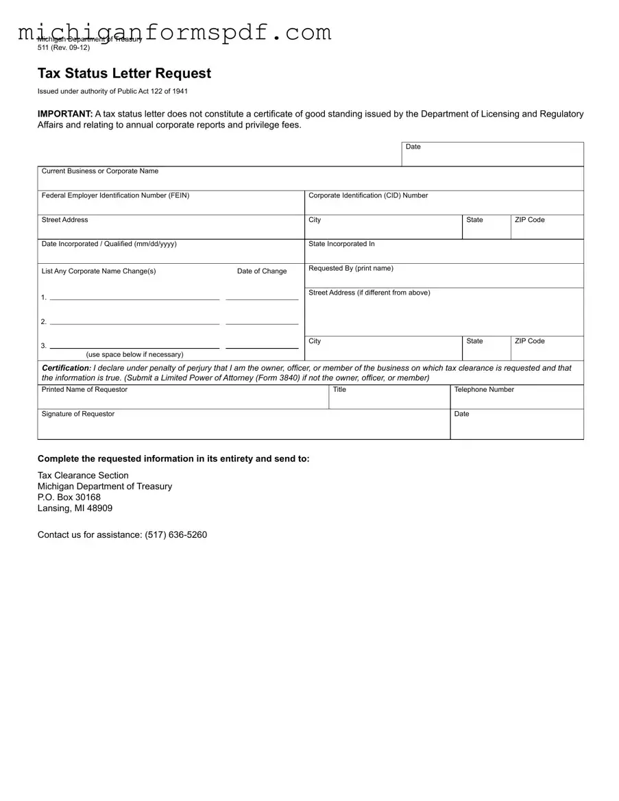 Fill Your Michigan 511 Template