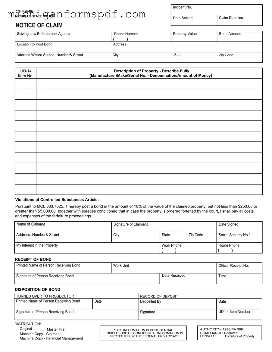 Fill Your Michigan Cis 14 Template