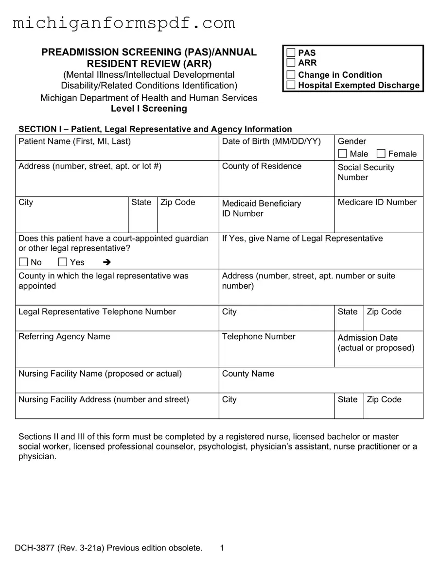 Fill Your Michigan Dch 3877 Template