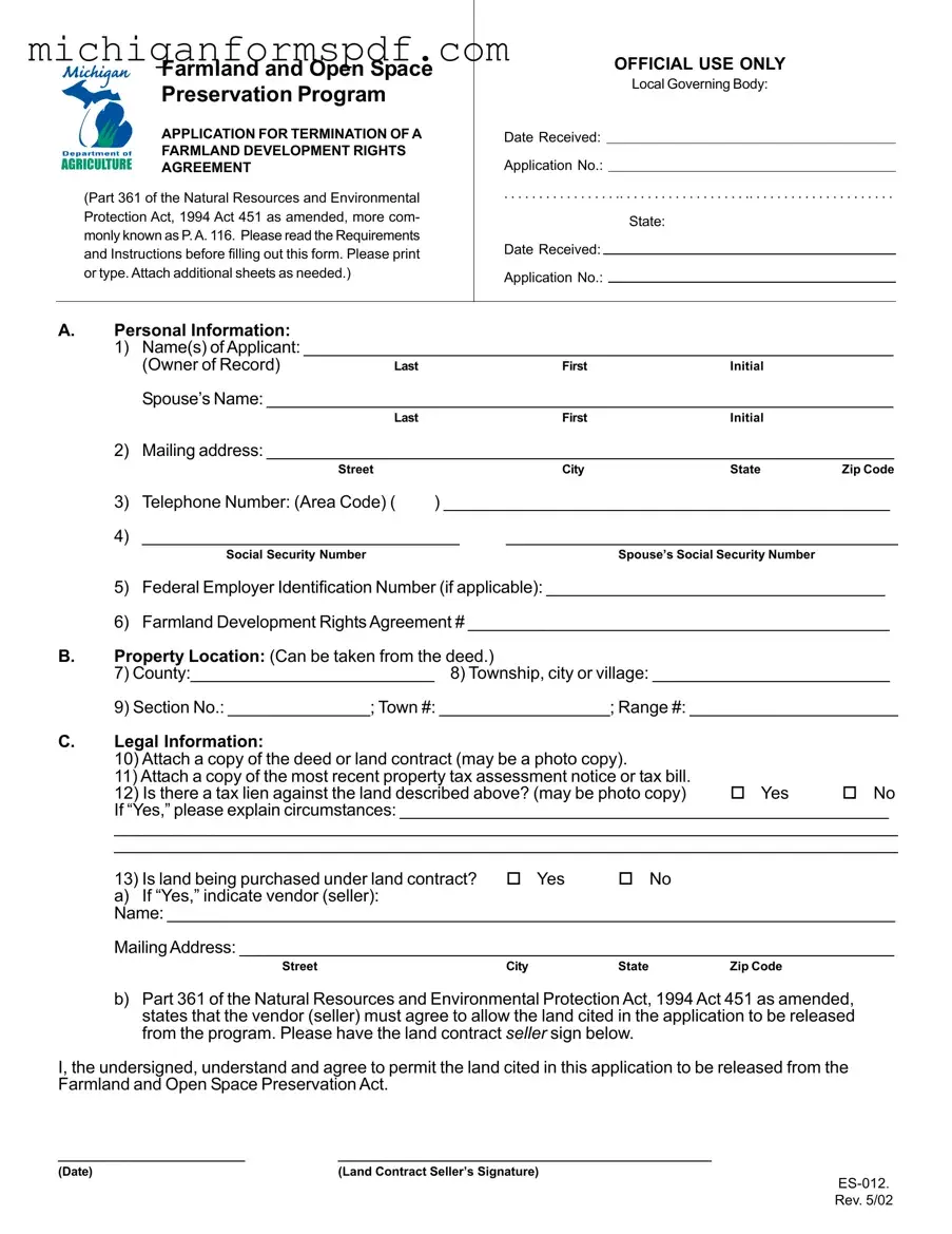 Fill Your Michigan Es 012 Template
