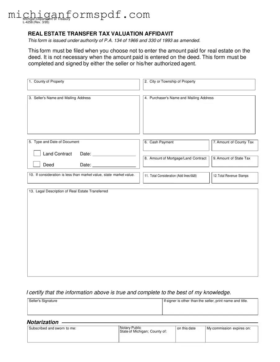 Fill Your Michigan L 4258 Template