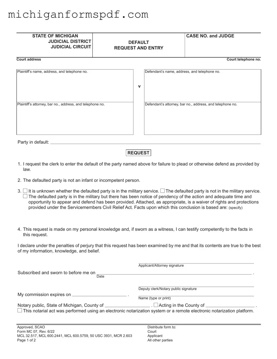 Fill Your Michigan Mc 07 Template