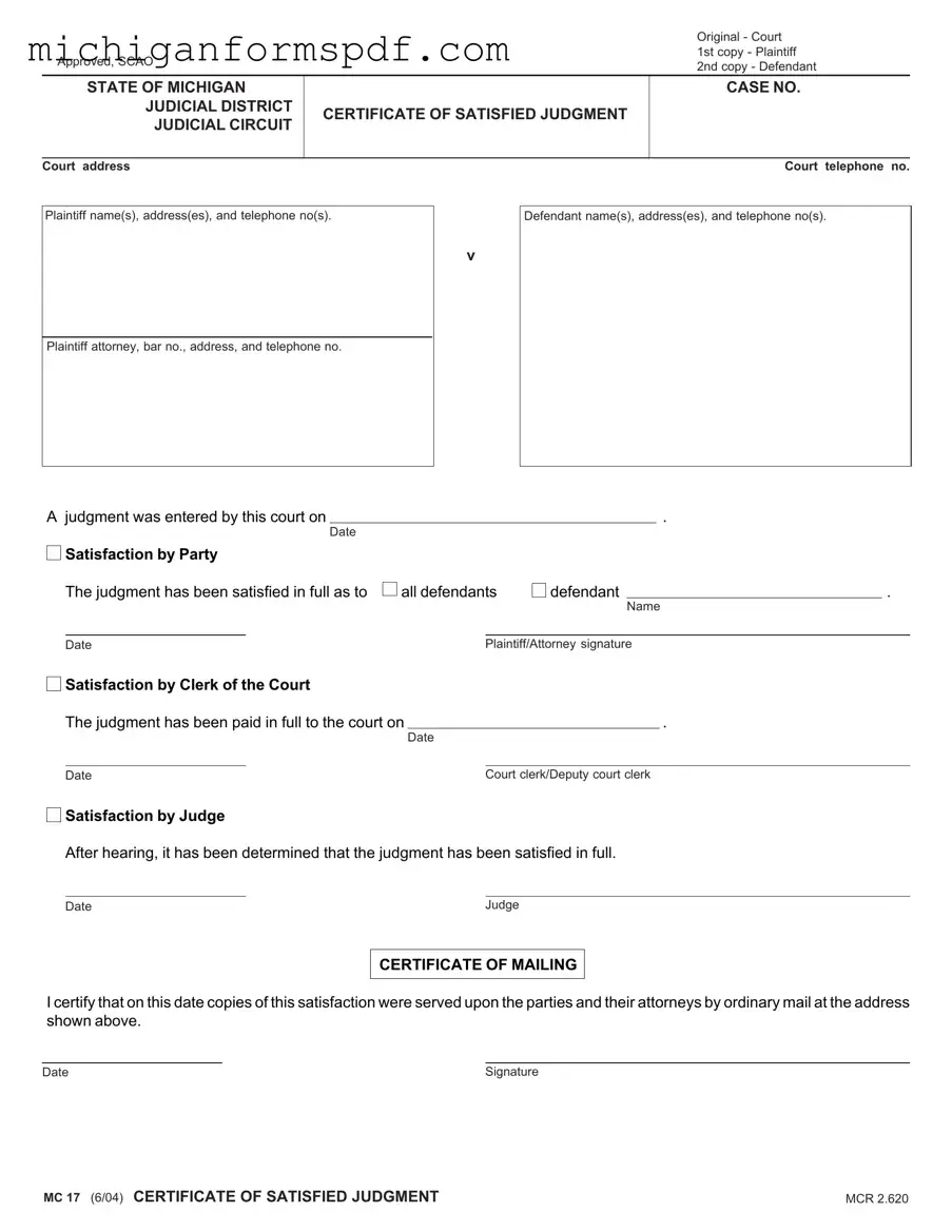 Fill Your Michigan Mc 17 Template