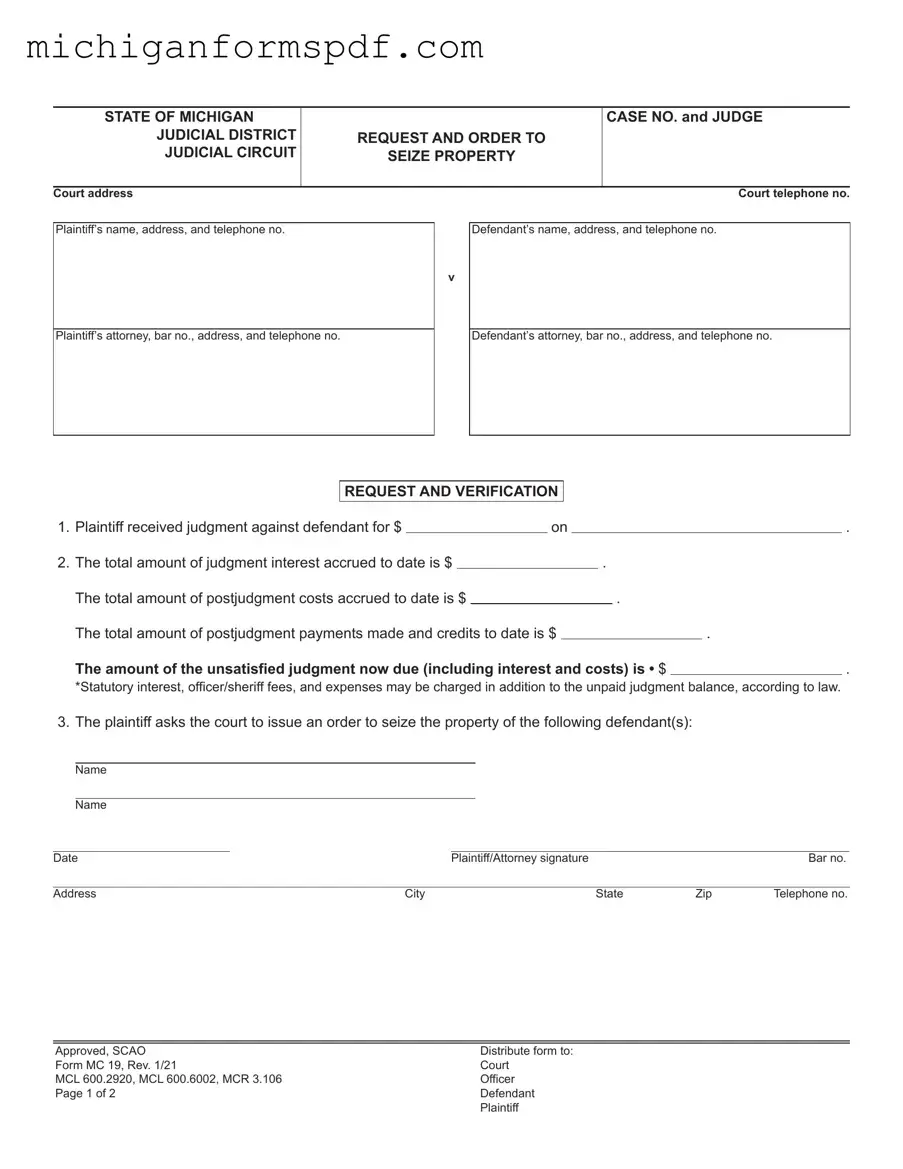 Fill Your Michigan Mc 19 Template