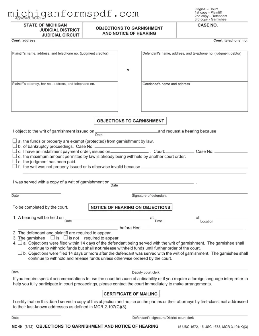 Fill Your Michigan Mc 49 Template