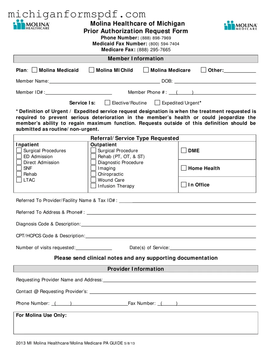 Fill Your Michigan Molina Prior Authorization Template