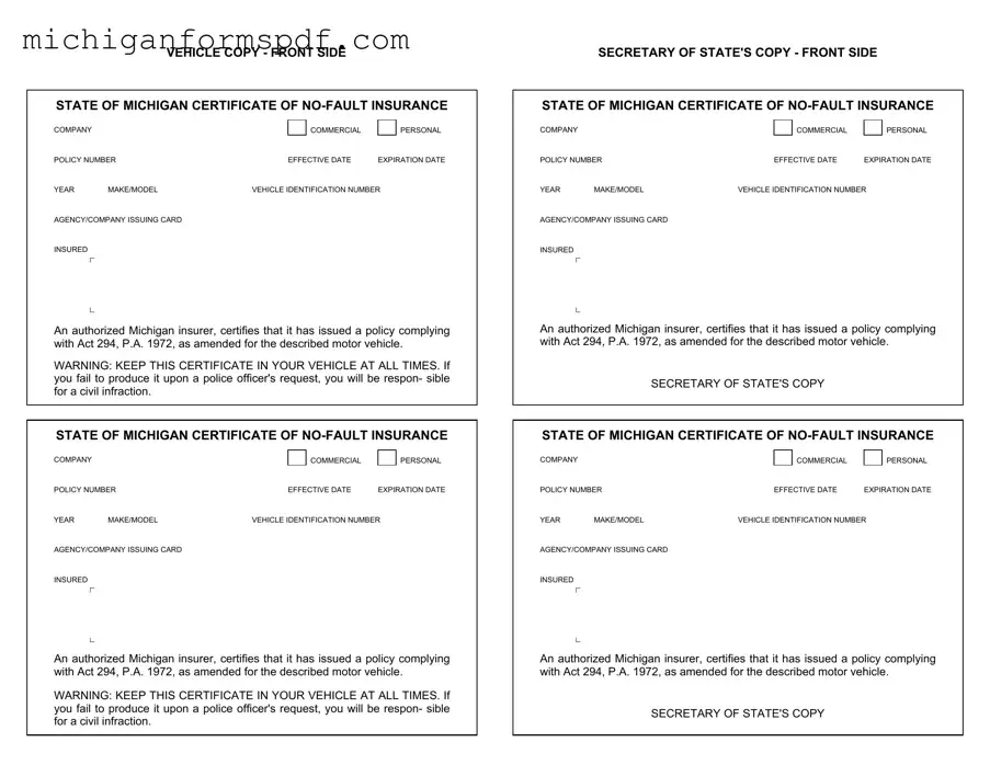 Fill Your Michigan No Fault Insurance Template