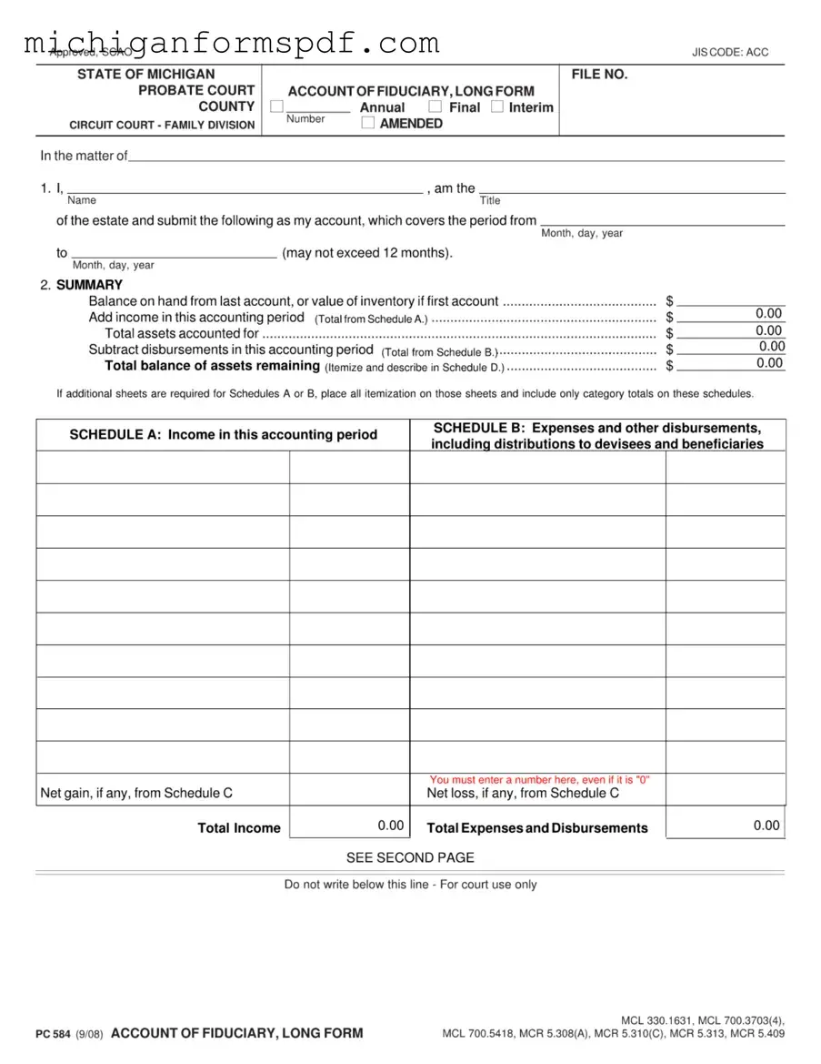 Fill Your Michigan Pc 584 Template