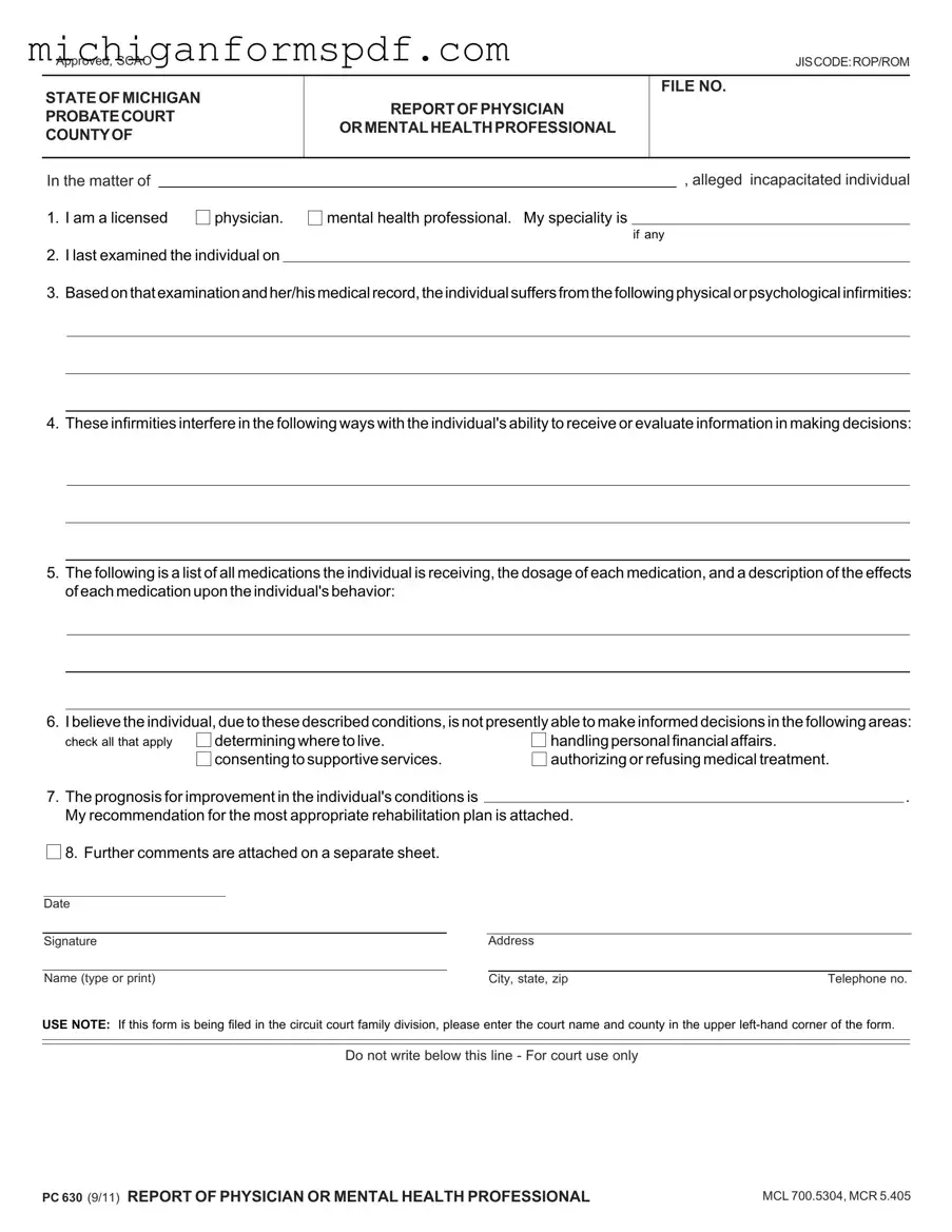 Fill Your Michigan Pc 630 Template