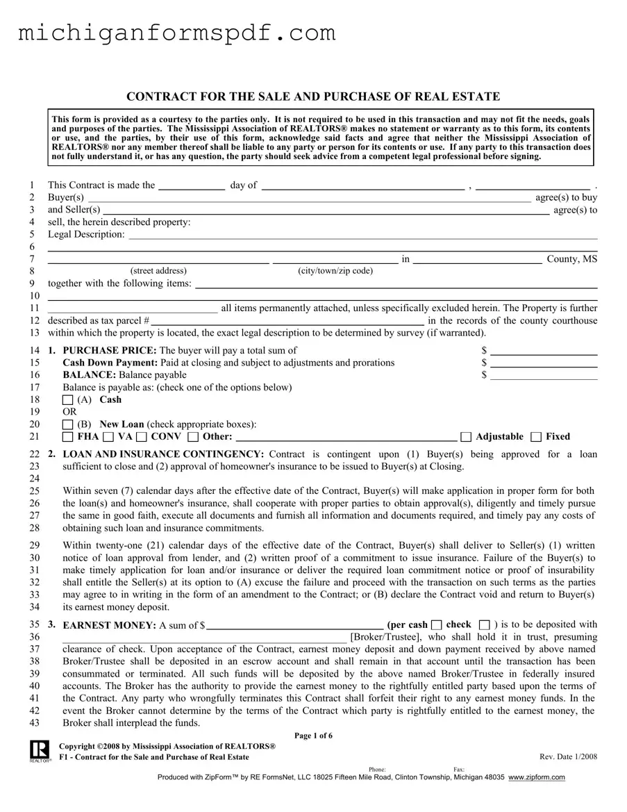 Fill Your Michigan Real Estate Buy Template