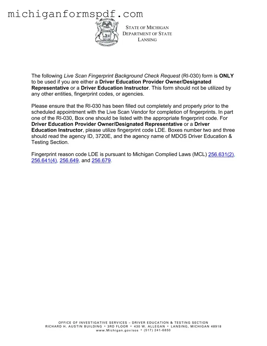 Fill Your Michigan Ri 030 Template