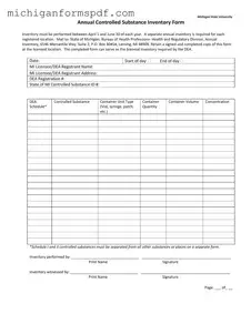 Fill Your Control Substance Inventory Michigan Template