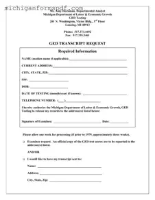 Fill Your Michigan Ged Transcript Request Template