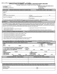Fill Your Michigan Application Birth Template